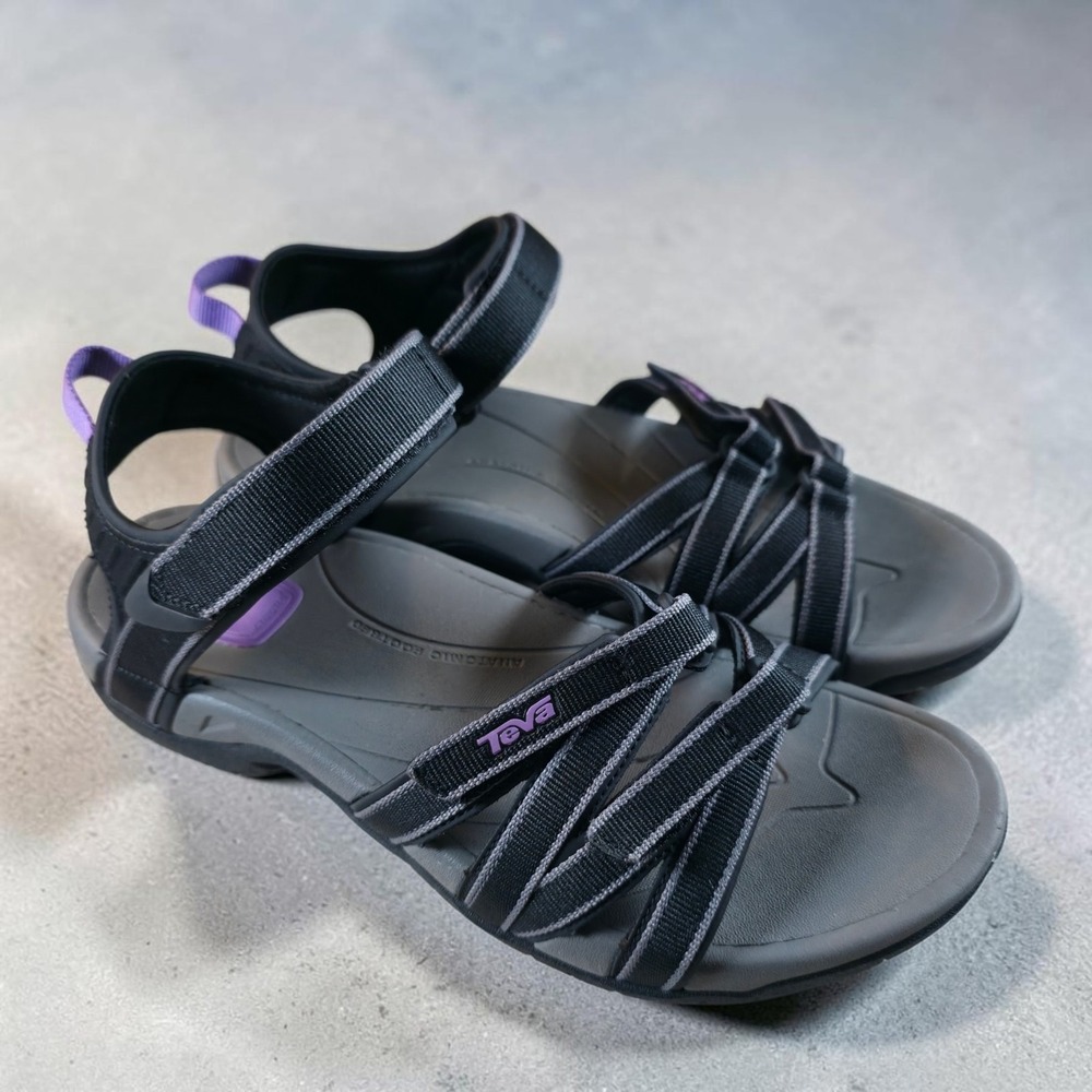 Teva Tirra Womens Sport Sandals Size 9 Black Grey Purple Hiking Strappy 4266 NEW